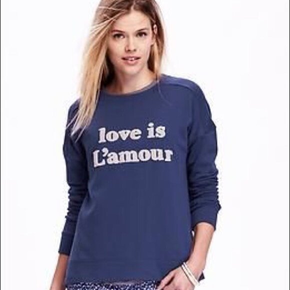 ⭐️40% Off⭐️ Old Navy Crewneck Love is L'Amour Sweatshirt - Picture 1 of 7